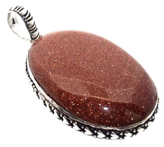Goldstone Indian Silver Pendant 02