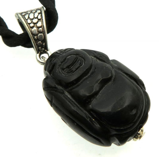Black Obsidian Carved Buddha Pendant
