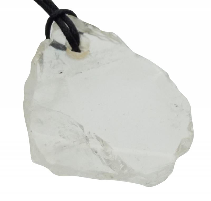 Clear Quartz Gemstone Polished Slice Pendant 01