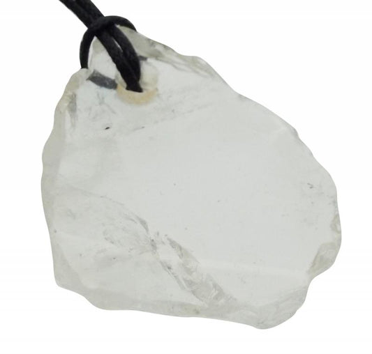 Clear Quartz Gemstone Polished Slice Pendant 01