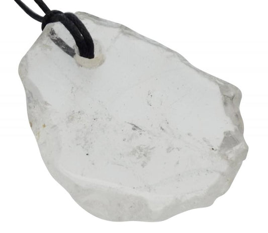 Clear Quartz Gemstone Polished Slice Pendant 02