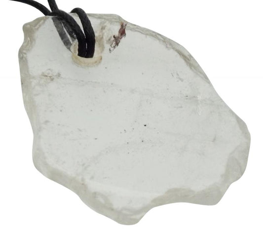 Clear Quartz Gemstone Polished Slice Pendant 03