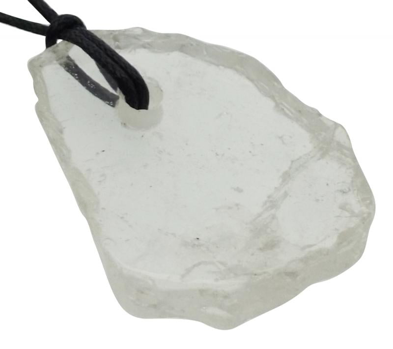 Clear Quartz Gemstone Polished Slice Pendant 06