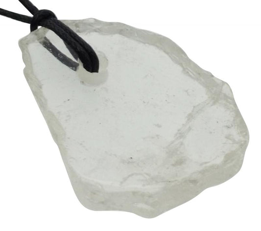 Clear Quartz Gemstone Polished Slice Pendant 06