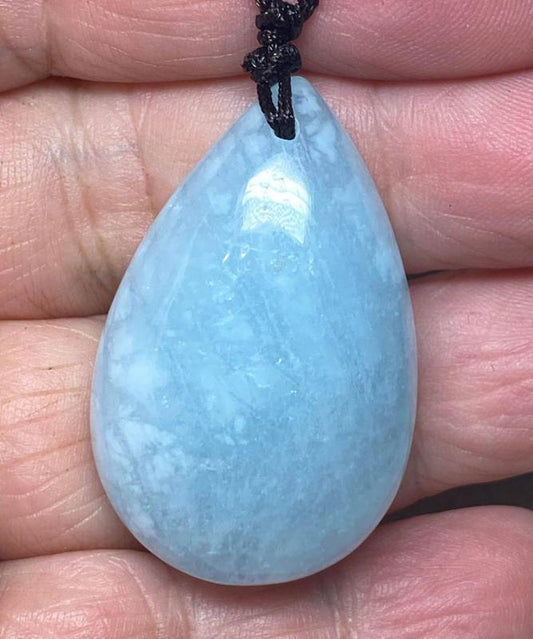 Aquamarine Gemstone Teardrop Pendant 06