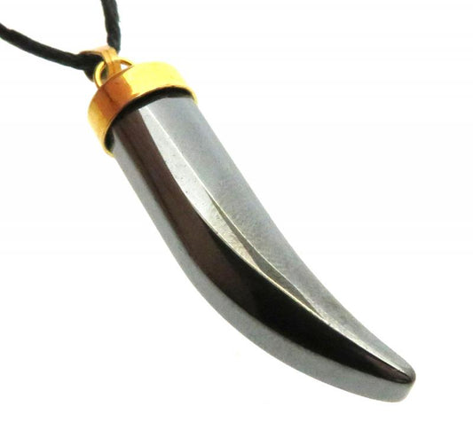 Hematite Gemstone Tooth Pendant