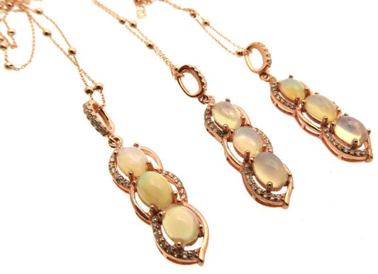 Ethiopian Opal Gemstone Sterling Silver Rose Gold Plated Pendant