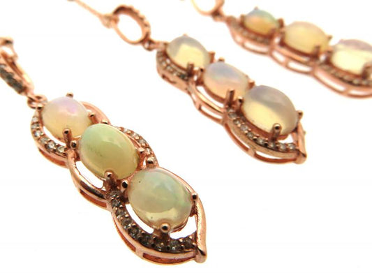 Ethiopian Opal Gemstone Sterling Silver Rose Gold Plated Pendant