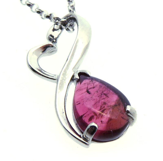 Tourmaline Gemstone Sterling Silver Pendant with Chain 05
