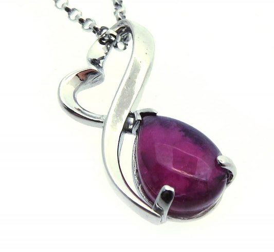 Tourmaline Gemstone Sterling Silver Pendant with Chain 11