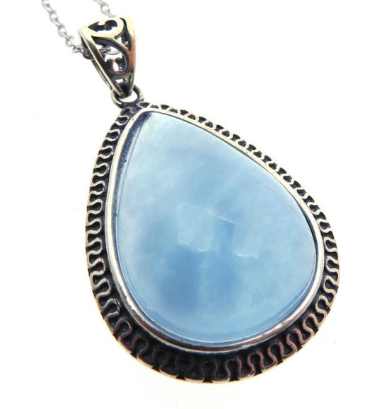 Aquamarine Sterling Silver Pendant with Chain 01