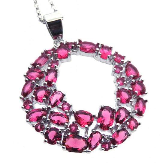 Rhodolite Garnet Sterling Silver Pendant with Chain