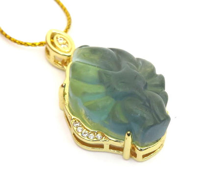 Fluorite Gemstone Carved Fox Pendant