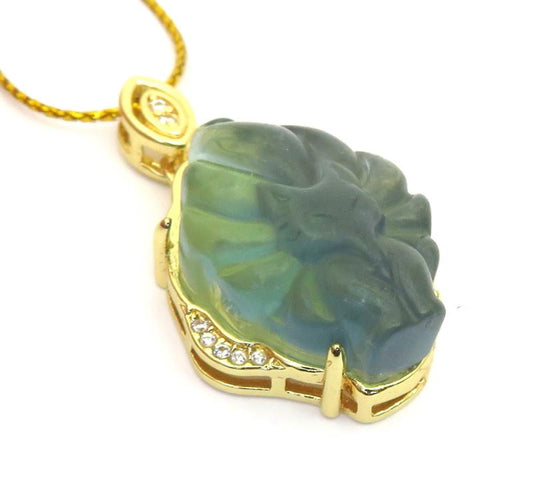 Fluorite Gemstone Carved Fox Pendant