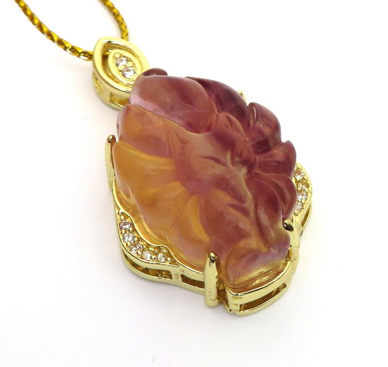 Fluorite Gemstone Carved Buddha Pendant