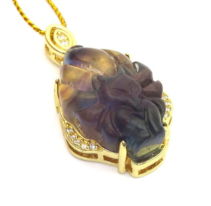 Fluorite Gemstone Carved Buddha Pendant
