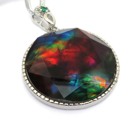 Ammolite Round Gemstone Pendant