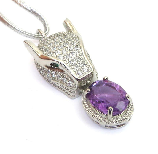 Amethyst Gemstone Animal Head Pendant