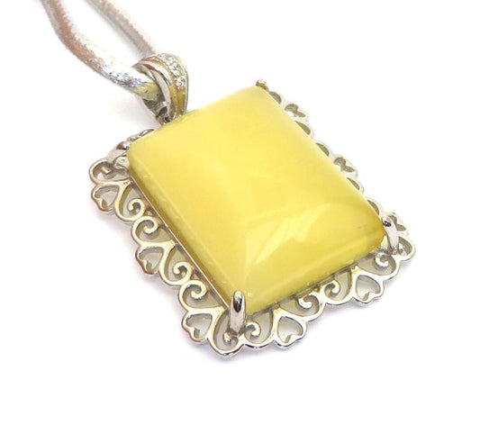 Honey Amber Rectangle Pendant