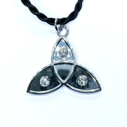 Chrome Triquetra Pendant with Crystals