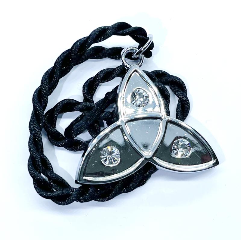 Chrome Triquetra Pendant with Crystals