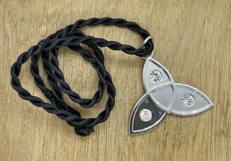 Chrome Triquetra Pendant with Crystals