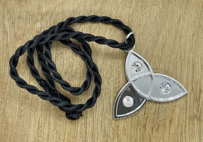 Chrome Triquetra Pendant with Crystals