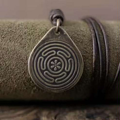 Vintage Brass Hecates Wheel Pendant