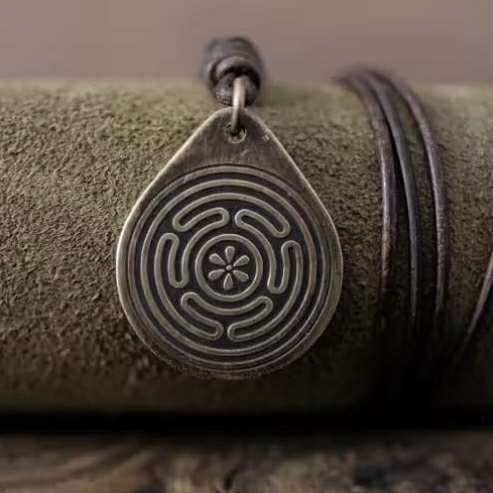 Vintage Brass Hecates Wheel Pendant