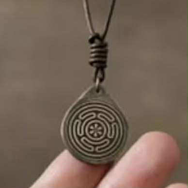 Vintage Brass Hecates Wheel Pendant