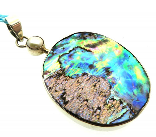 Paua Shell Indian Silver Pendant 01
