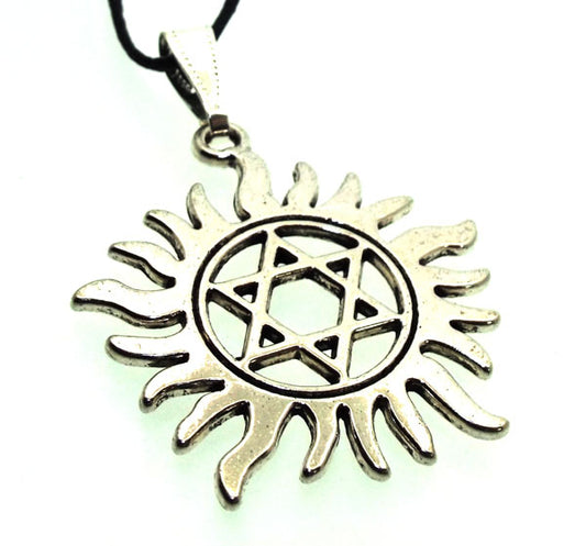 Silver Plated Star of David Flame Pendant