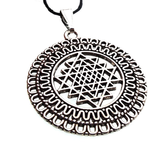 Silver Plated Sri Yantra Pendant