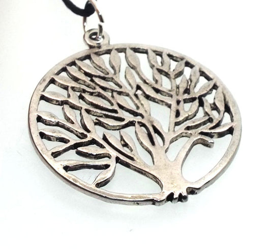 Silver Plated Round Tree Design Pendant