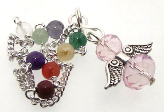 Pink Crystal Angel Charm Chakra Pendulum