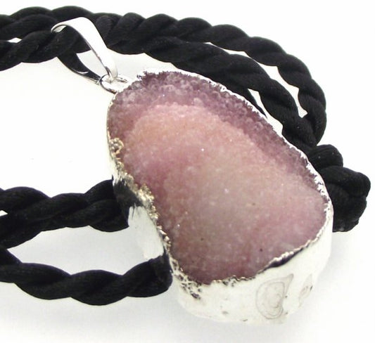 Druzy Pink Quartz Crystal Electroplated Pendant Design 09