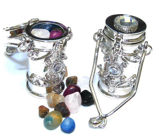 Clear Quartz Gemstone Prayer Box Pendant