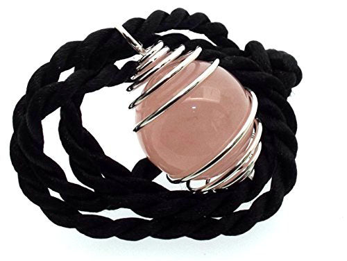 Rose Quartz Gemstone Sphere Spiral Pendant