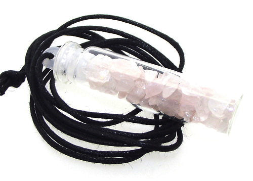 Rose Quartz Gemstone Crystal Glass Bottle Pendant
