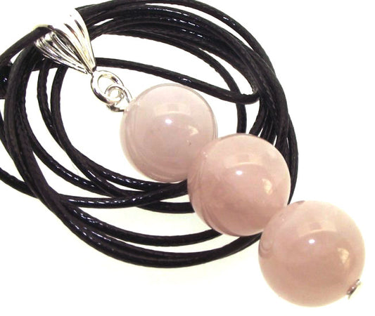 12mm Rose Quartz Gemstone Triple Sphere Pendant