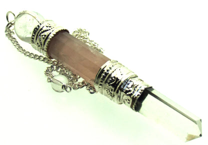 Rose Quartz Gemstone Wand Pendulum