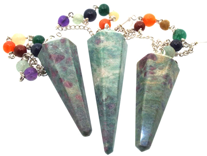 Ruby and Zoisite Gemstone Terminated Chakra Pendulum
