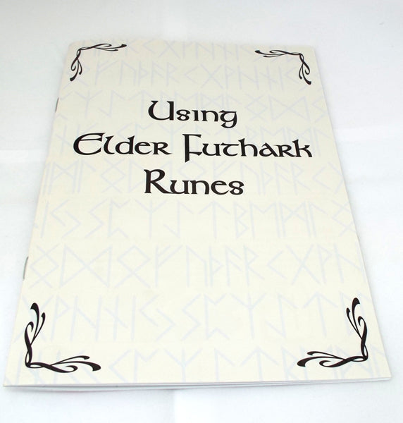 Small Angelite Etched Gemstone Elder Futhark Rune Set with Booklet