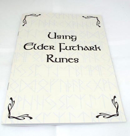 Small Angelite Etched Gemstone Elder Futhark Rune Set with Booklet