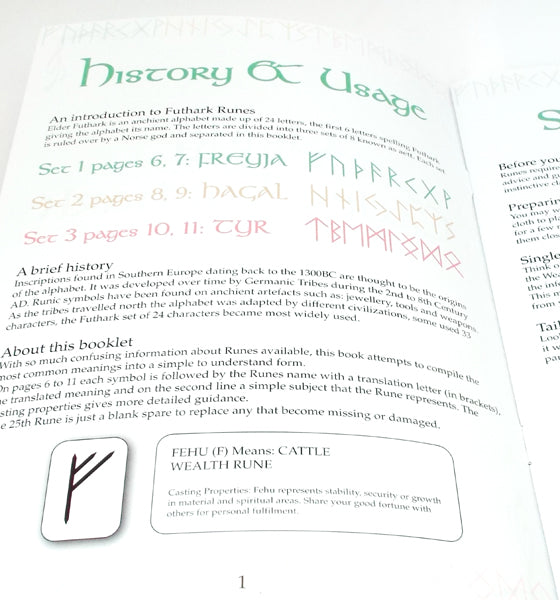 Small Angelite Etched Gemstone Elder Futhark Rune Set with Booklet