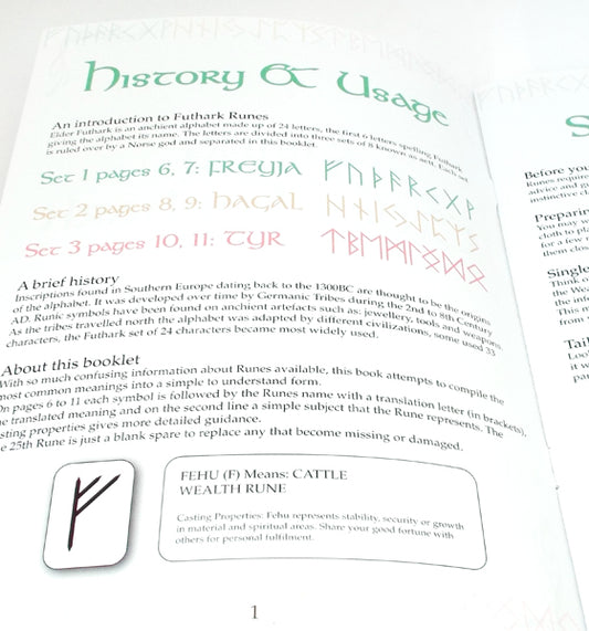 Black Agate Etched Angular Gemstone Elder Futhark Rune Set with Booklet