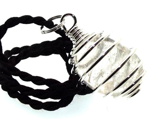 Clear Quartz Tumbled Gemstone Spiral Pendant