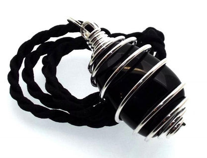 Black Witches Jet Tumbled Gemstone Spiral Pendant