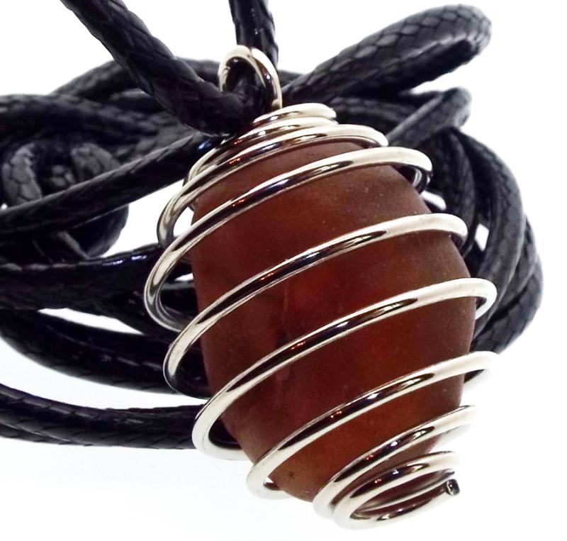 Mongolian Gobi Desert Agate Spiral Pendant