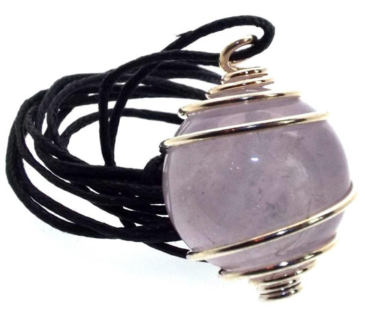 Lilac Amethyst Gemstone Sphere Spiral Pendant